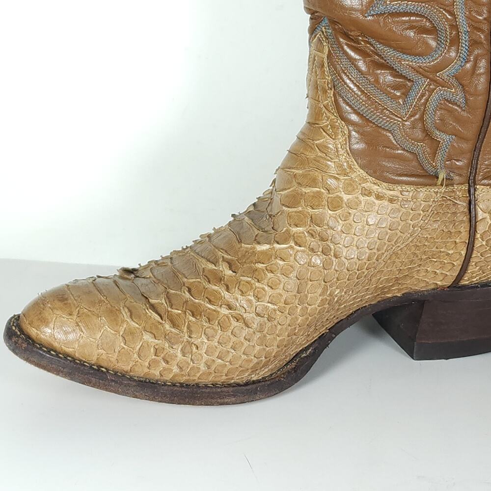Tony Lama Men's US 8,5D Brown Python Snake Skin Exotic Western Cowgirl Boots - Picture 15 of 16